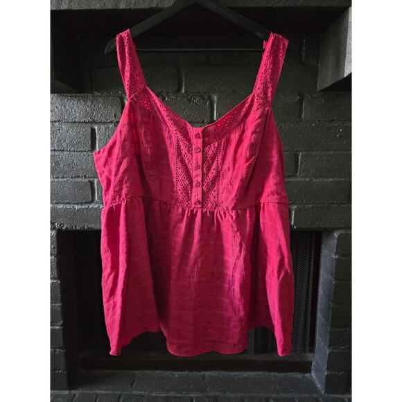 Torrid Babydoll Cotton Window pane Button front tank Red Bud Size 3x 22-24 NWT - Picture 1 of 6